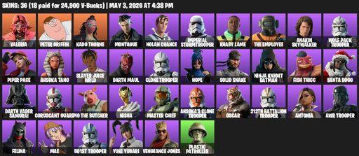 [PC/PSN/XBOX] | 36 skins | Valeria | Peter Griffin | Kado Thorne | Montague | Nolan Chance | Imperial Stormtrooper | Khaby Lame | The Employee | Full Access