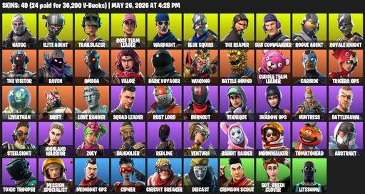 [PC/PSN/XBOX] | 49 skins | 1000 V-bucks | Take The L | OG STW | Royale Knight | The Reaper | Elite Agent | Blue Squire | Omega | Havoc | Trailblazer | Full Access