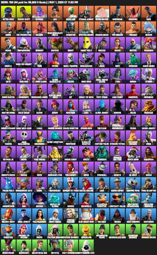 [PC/PSN/XBOX] | 156 skins | Travis Scott | Lara Croft | Astro Jack | Kymera | Raz | Backlash | Eternal Knight | Peter Griffin | Omegarok | Deadpool | Full Access
