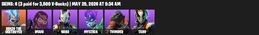 [PC/PSN/XBOX] | 6 skins | Renzo the Destroyer | Imani | Nara | Mystica | Thunder | Taro | Umbrella Parasol | The Destroyer's Destroyer | Full Access