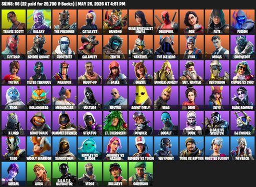 [PC/PSN] | 66 skins | Travis Scott | Galaxy | The Prisoner | Catalyst | Wukong | Gear Specialist Maya | Deadpool | Rox | Fate | Fusion | Flytrap | Full Access