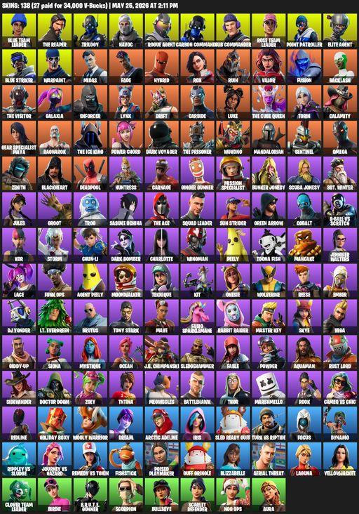 [PC/XBOX] | 138 skins | 900 V-bucks | Take The L | OG STW | The Reaper | Elite Agent | Omega | Blue Team Leader | Trilogy | Havoc | Rogue Agent | Full Access