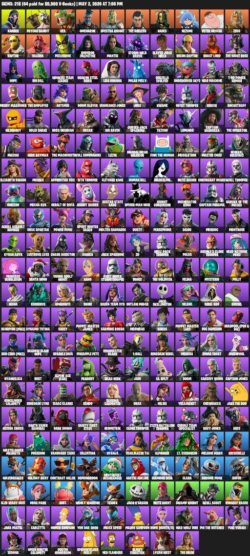 [PC] | 218 skins | Xander | Psycho Bandit | Rex | Omegarok | Spectra Knight | The Ageless | Hades | Nezumi | Peter Griffin | Zeus | Raptor | Valeria | Full Access