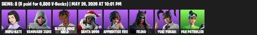 [PC/PSN] | 8 skins | Dupli-Kate | Vanguard Zadie | Slayer Juice WRLD | Santa Dogg | Apprentice Evie | Felina | Yuki Yubari | Par Patroller | Full Access