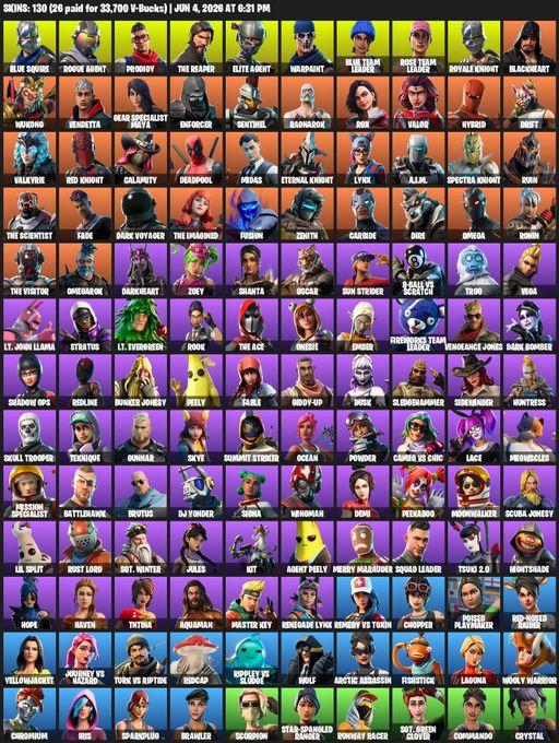 [PC/XBOX] | 130 skins | Take The L | OG STW | Royale Knight | The Reaper | Elite Agent | Blue Squire | Omega | Rogue Agent | Prodigy | Warpaint | Full Access