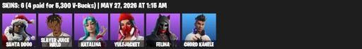 [PC/PSN/XBOX] | 6 skins | Santa Dogg | Slayer Juice WRLD | Katalina | Yulejacket | Felina | Chord Kahele | Crystal Fang | Outlaw's Whipknives | Full Access