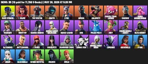 [PC/PSN/XBOX] | 35 skins | 700 V-bucks | Omega | Blue Striker | Valor | The Visitor | Zenith | Lynx | Calamity | Cuddle Team Leader | Carbide | Full Access