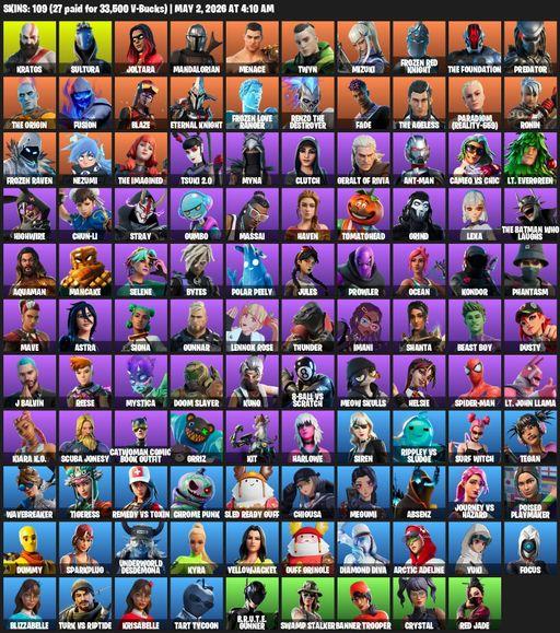 [PC/XBOX] | 109 skins | Leviathan Axe | Kratos | Sultura | Joltara | Mandalorian | Menace | Twyn | Mizuki | Frozen Red Knight | The Foundation | Full Access