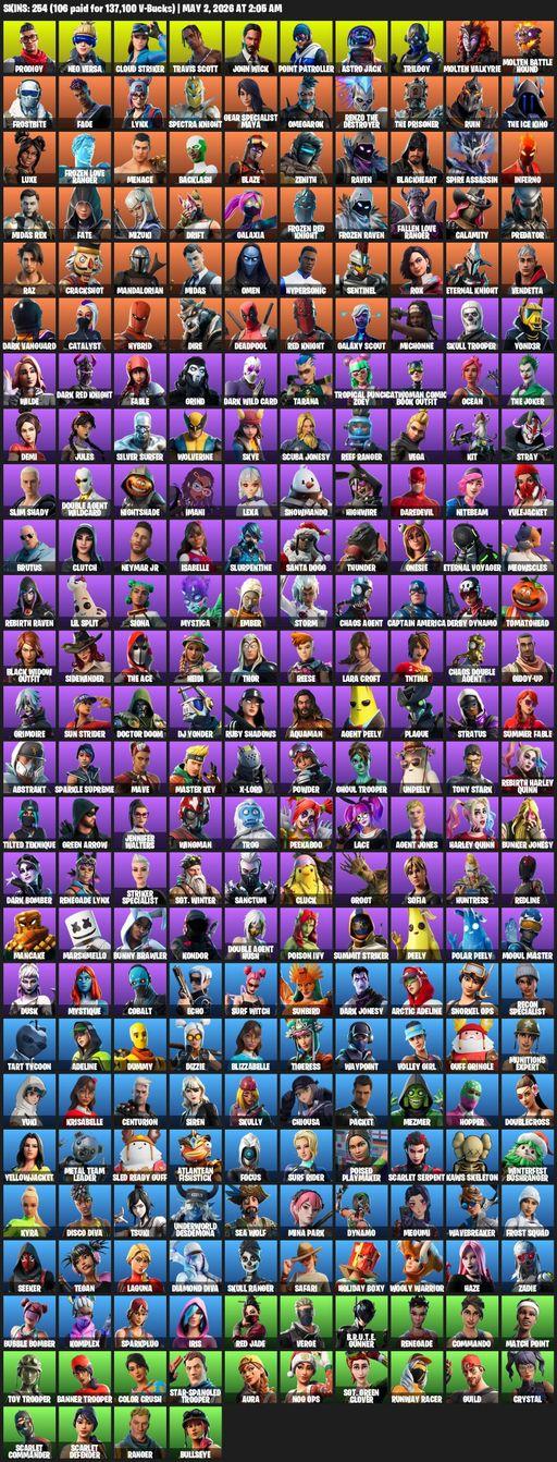 [PC/XBOX] | 254 skins | Leviathan Axe | Travis Scott | Lara Croft | Prodigy | Neo Versa | Cloud Striker | John Wick | Point Patroller | Astro Jack | Full Access