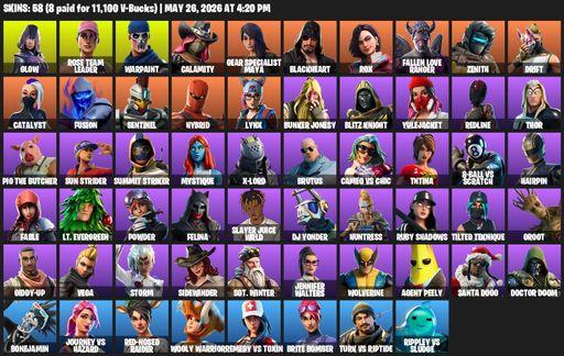 [PC/PSN/XBOX] | 58 skins | OG STW | Glow | Rose Team Leader | Warpaint | Calamity | Gear Specialist Maya | Blackheart | Rox | Fallen Love Ranger | Full Access