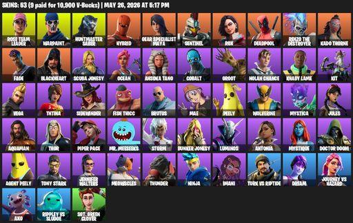 [PC/PSN] | 53 skins | OG STW | Rose Team Leader | Warpaint | Huntmaster Saber | Hybrid | Gear Specialist Maya | Sentinel | Rox | Deadpool | Full Access