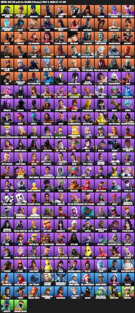 [PC/PSN/XBOX] | 222 skins | 2850 V-bucks | OG STW | Omega | Lara Croft | Huntmaster Saber | Rose Team Leader | Warpaint | Drift | Dire | Blackheart | Full Access