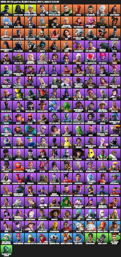 [PC/XBOX] | 201 skins | Fixer | Darth Vader | Blizzard Bomber | Midas | Spectra Knight | Twyn | Hybrid | The Ageless | Snap | Kado Thorne | Nezumi | Full Access