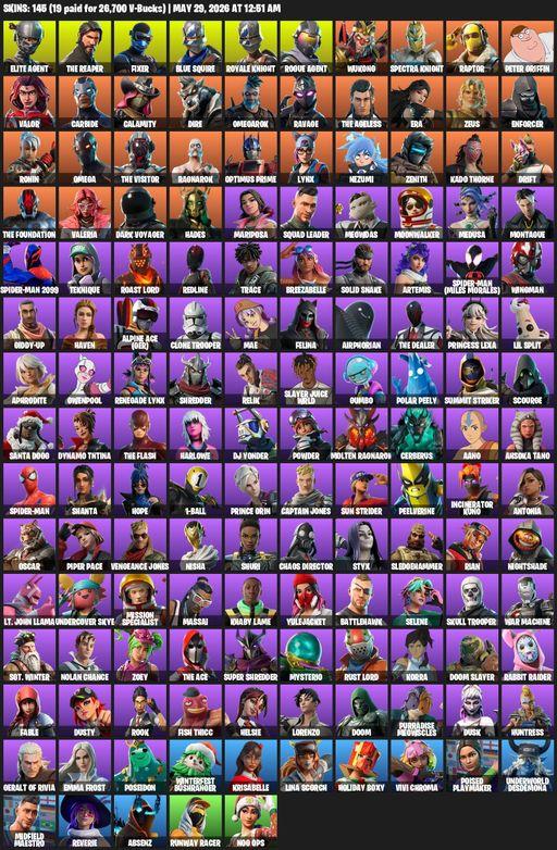 [PC] | 145 skins | Take The L | Royale Knight | The Reaper | Elite Agent | Blue Squire | Omega | Fixer | Rogue Agent | Wukong | Spectra Knight | Full Access