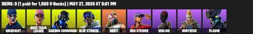 [PC/PSN/XBOX] | 9 skins | OG STW | Warpaint | Rose Team Leader | Carbon Commando | Blue Striker | Drift | Sun Strider | Redline | Huntress | Plague | Full Access