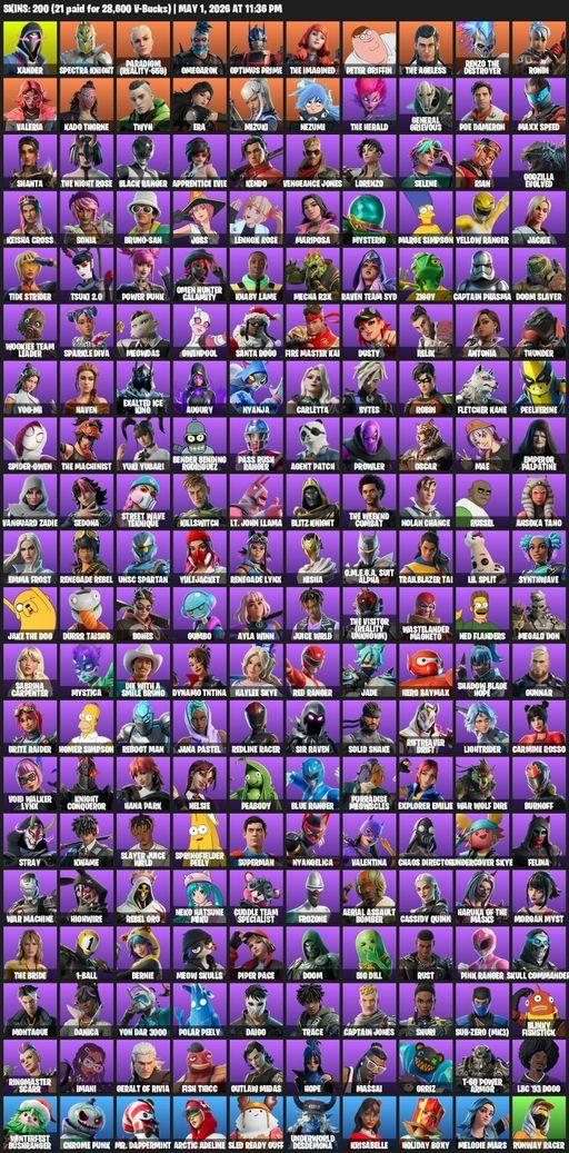 [PC/PSN/XBOX] | 200 skins | Xander | Spectra Knight | Paradigm (Reality-659) | Omegarok | Optimus Prime | The Imagined | Peter Griffin | The Ageless | Full Access