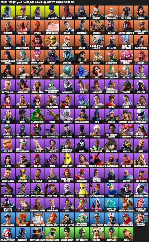 [PC/XBOX] | 159 skins | Merry Mint Axe | OG STW | Omega | Lara Croft | Breakpoint | Rose Team Leader | Glow | Warpaint | Red Knight | Enforcer | Full Access