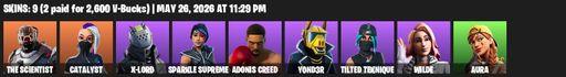 [PC/PSN/XBOX] | 9 skins | The Scientist | Catalyst | X-Lord | Sparkle Supreme | Adonis Creed | Y0ND3R | Tilted Teknique | Wilde | Aura | Vanquisher | Full Access