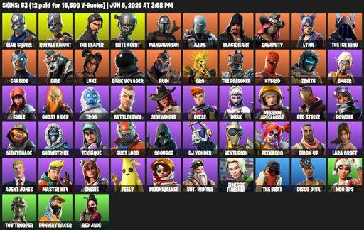 [PC/PSN] | 53 skins | Take The L | Royale Knight | The Reaper | Elite Agent | Blue Squire | Lara Croft | Mandalorian | A.I.M. | Blackheart | Calamity | Full Access