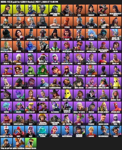 [PC/PSN] | 113 skins | Take The L | Royale Knight | The Reaper | Elite Agent | Blue Squire | Omega | Huntmaster Saber | Ruin | Luxe | Sorana | Full Access