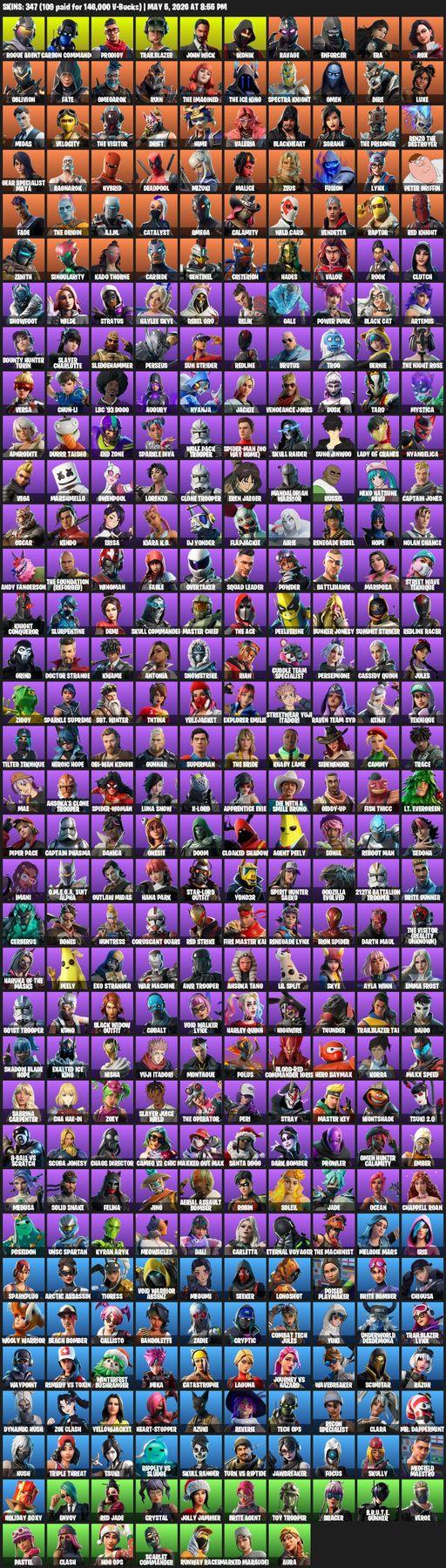 [PC/PSN/XBOX] | 347 skins | IKONIK | Omega | Rogue Agent | Carbon Commando | Prodigy | Trailblazer | John Wick | Ravage | Enforcer | Era | Rox | Full Access