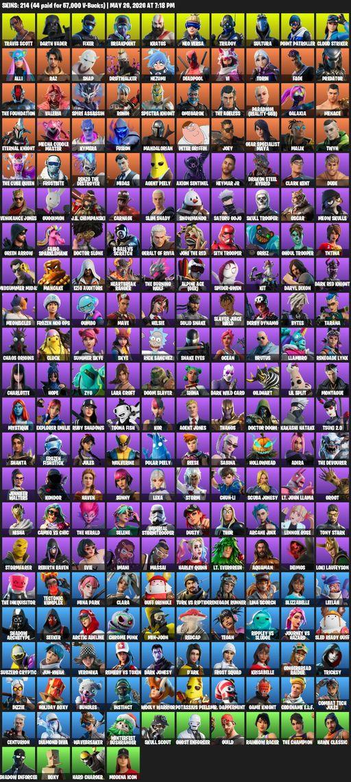 [PC/XBOX] | 214 skins | Leviathan Axe | Travis Scott | Lara Croft | Darth Vader | Fixer | Breakpoint | Kratos | Neo Versa | Trilogy | Sultura | Full Access