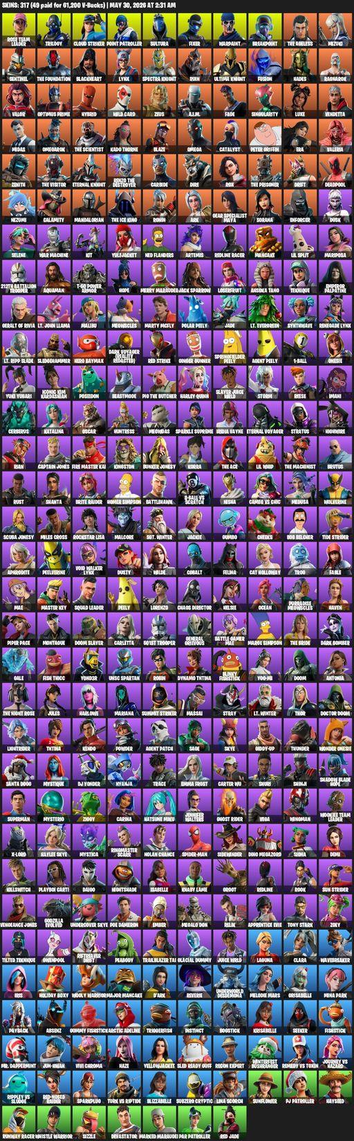 [PC] | 317 skins | OG STW | Omega | Rose Team Leader | Trilogy | Cloud Striker | Point Patroller | Sultura | Fixer | Warpaint | Breakpoint | Full Access