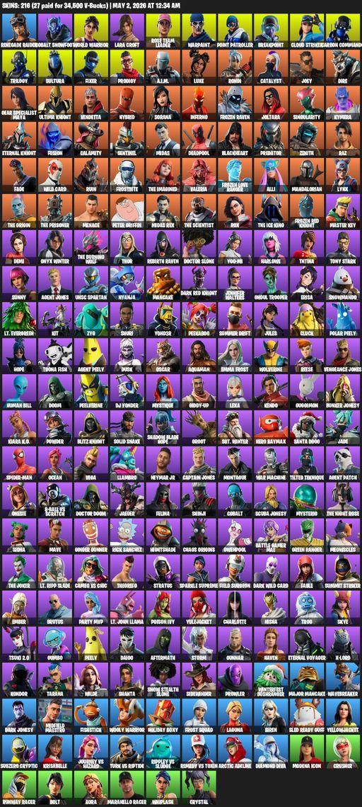 [PC/PSN/XBOX] | 216 skins | Leviathan Axe | OG STW | Renegade Raider | Lara Croft | Cobalt Snowfoot | World Warrior | Rose Team Leader | Warpaint | Full Access
