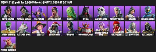 [PC/PSN/XBOX] | 21 skins | 1300 V-bucks | Onyx Winter | Outlaw Midas | Valentina | Keisha Cross | Big Dill | Felina | Agent Patch | Cassidy Quinn | Full Access