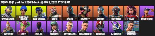 [PC/XBOX] | 19 skins | Omega | Rogue Agent | Blue Team Leader | Blue Striker | Drift | Calamity | Carbide | The Visitor | Valor | Sun Strider | Full Access