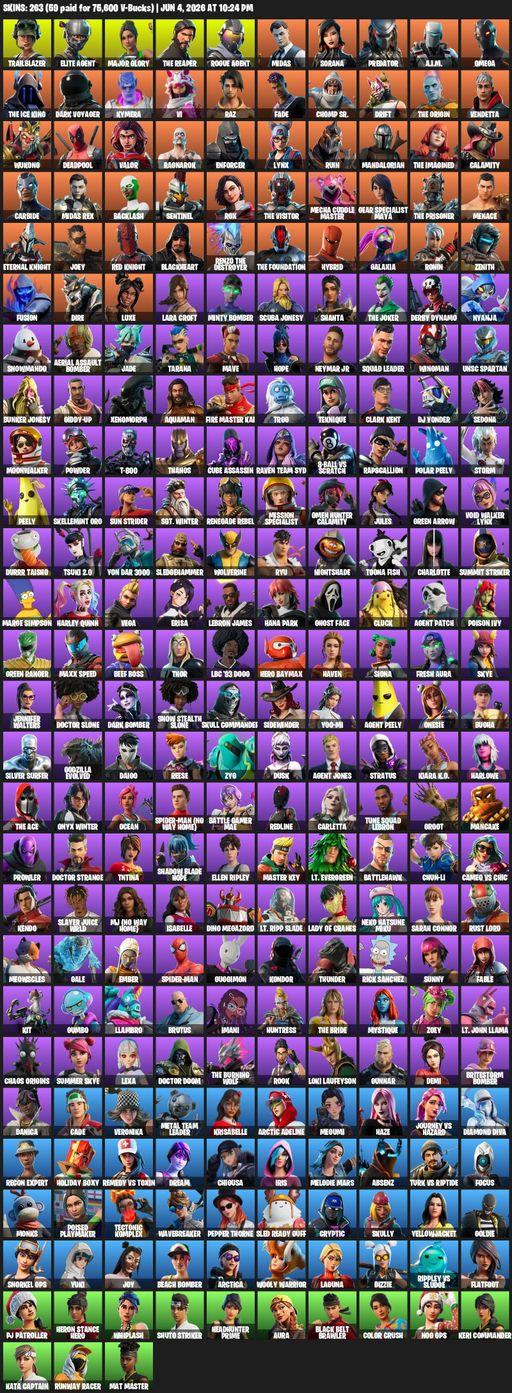 [PC/PSN] | 263 skins | 2800 V-bucks | Merry Mint Axe | Take The L | The Reaper | Elite Agent | Omega | Lara Croft | Trailblazer | Major Glory | Full Access
