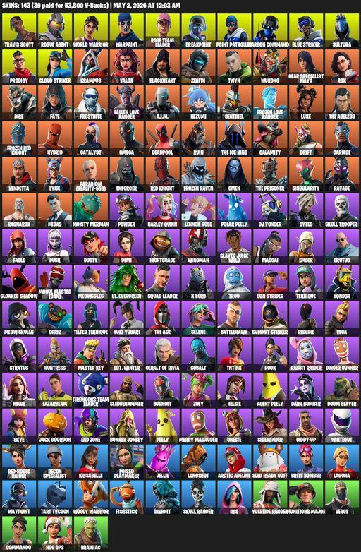 [PC/PSN/XBOX] | 143 skins | OG STW | Travis Scott | Omega | Rogue Agent | World Warrior | Warpaint | Rose Team Leader | Breakpoint | Point Patroller | Full Access