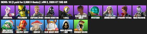 [PC/XBOX] | 16 skins | Gwenpool | Peelverine | Captain Jones | Chaos Director | 1-Ball | Slayer Juice WRLD | Mysterio | Emma Frost | Dynamo TNTina | Full Access