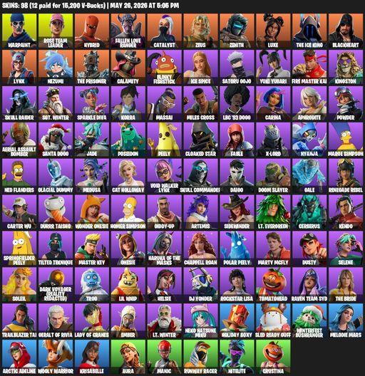 [PC/PSN] | 98 skins | 1300 V-bucks | OG STW | Warpaint | Rose Team Leader | Hybrid | Fallen Love Ranger | Catalyst | Zeus | Zenith | Luxe | Full Access