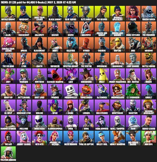[PC/PSN/XBOX] | 91 skins | Floss | Take The L | OG STW | Black Knight | Sparkle Specialist | Royale Knight | The Reaper | Elite Agent | Blue Squire | Full Access