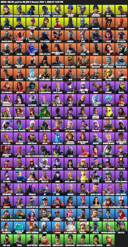[PC/PSN/XBOX] | 189 skins | Take The L | Floss | OG STW | Black Knight | Travis Scott | Sparkle Specialist | Royale Knight | The Reaper | Elite Agent | Full Access