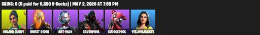 [PC/PSN] | 6 skins | Major Glory | Ghost Rider | Ant-Man | Ravenpool | Cuddlepool | Yellowjacket | Soulfire Chains | Toothpick | Venom Blade | Full Access