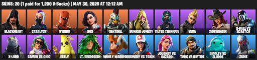 [PC/PSN/XBOX] | 20 skins | Blackheart | Catalyst | Hybrid | Rox | Sentinel | Bunker Jonesy | Tilted Teknique | Vega | Sidewinder | 8-Ball vs Scratch | Full Access