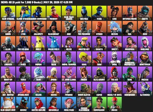 [PC/XBOX] | 68 skins | Mako | Reaper Axe | Blue Striker | Cloud Striker | Carbon Commando | Prodigy | Blue Team Leader | Sultura | Fixer | Luxe | Full Access