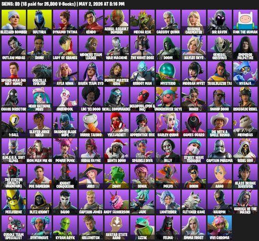 [PC/XBOX] | 89 skins | Blizzard Bomber | Sultura | Dynamo TNTina | Kendo | Aerial Assault Bomber | Mecha R3X | Cassidy Quinn | Sabrina Carpenter | Full Access