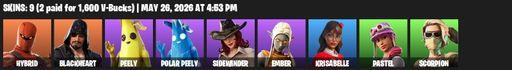 [PC/PSN/XBOX] | 9 skins | Hybrid | Blackheart | Peely | Polar Peely | Sidewinder | Ember | Krisabelle | Pastel | Scorpion | Swag Smasher | Full Access