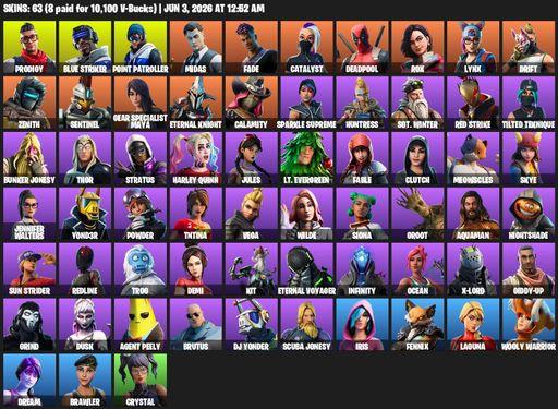[PC/XBOX] | 63 skins | Prodigy | Blue Striker | Point Patroller | Midas | Fade | Catalyst | Deadpool | Rox | Lynx | Drift | Zenith | Sentinel | Full Access