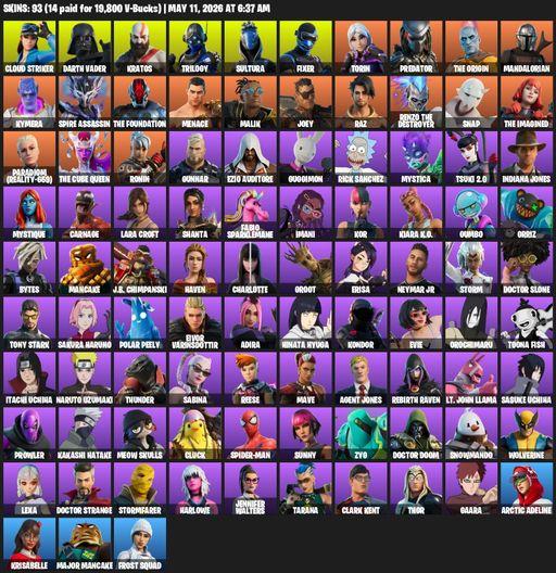 [PC/XBOX] | 93 skins | Leviathan Axe | Lara Croft | Cloud Striker | Darth Vader | Kratos | Trilogy | Sultura | Fixer | Torin | Predator | The Origin | Full Access