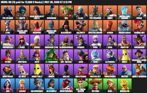 [PC/PSN/XBOX] | 59 skins | The Ice King | Zenith | Gear Specialist Maya | Omegarok | Rex | A.I.M. | The Prisoner | Drift | Frozen Love Ranger | Midas | Full Access
