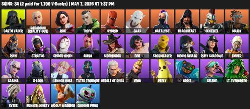 [PC/PSN/XBOX] | 34 skins | Darth Vader | Paradigm (Reality-659) | Rox | Twyn | Hybrid | Snap | Catalyst | Blackheart | Sentinel | Malik | Ruin | Full Access