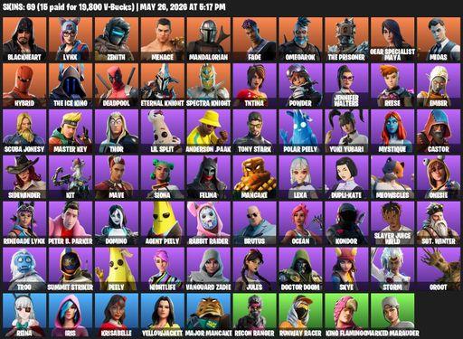 [PC/XBOX] | 69 skins | Blackheart | Lynx | Zenith | Menace | Mandalorian | Fade | Omegarok | The Prisoner | Gear Specialist Maya | Midas | Hybrid | Full Access