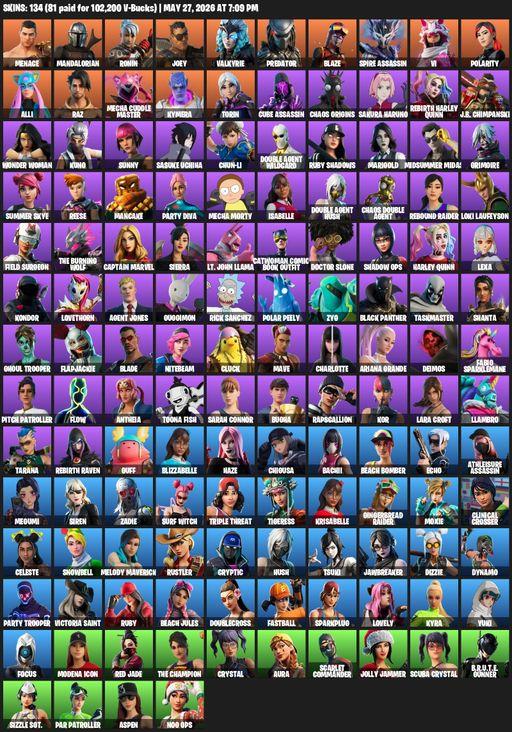 [PC/PSN] | 134 skins | Leviathan Axe | Lara Croft | Menace | Mandalorian | Ronin | Joey | Valkyrie | Predator | Blaze | Spire Assassin | Vi | Polarity | Full Access