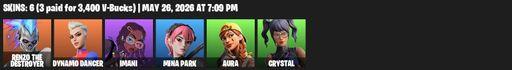 [PC/PSN/XBOX] | 6 skins | 750 V-bucks | Renzo the Destroyer | Dynamo Dancer | Imani | Mina Park | Aura | Crystal | The Destroyer's Destroyer | Full Access