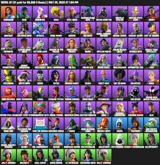 [PC/XBOX] | 97 skins | Raider's Revenge | Renegade Raider | Aerial Assault Trooper | Firebrand | Sage | Gwenpool | Hana | Ayla Winn | Full Access