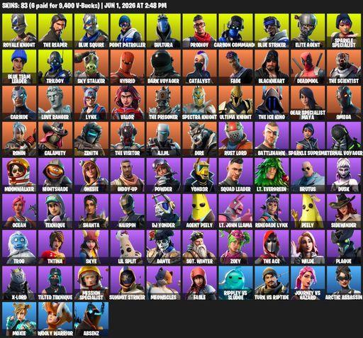 [PC/XBOX] | 83 skins | Floss | Take The L | Sparkle Specialist | Royale Knight | The Reaper | Elite Agent | Blue Squire | Omega | Point Patroller | Full Access